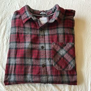 DENIM & FLOWER RED FLANNEL BUTTON DOWN